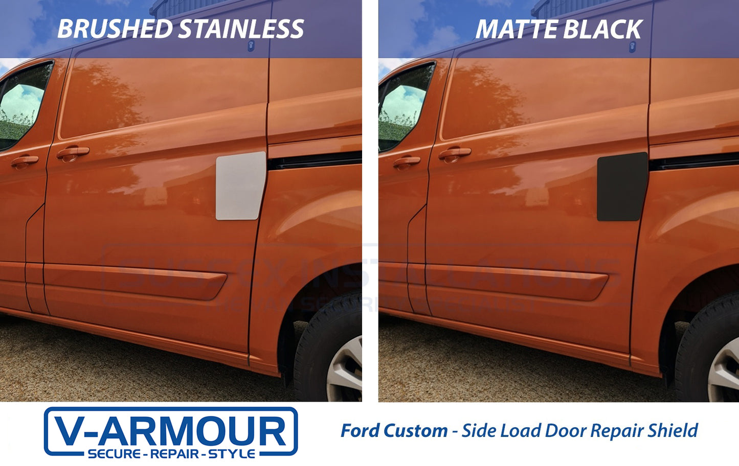 V-ARMOUR FOR3-NSL/OSL-EXT-001 Repair / security shield compatible with Ford Custom (2013 > 2023) van - side loading door.